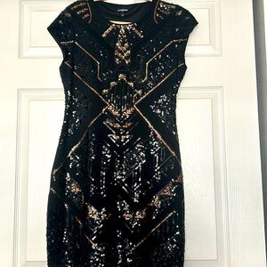 Express black mini holiday dress